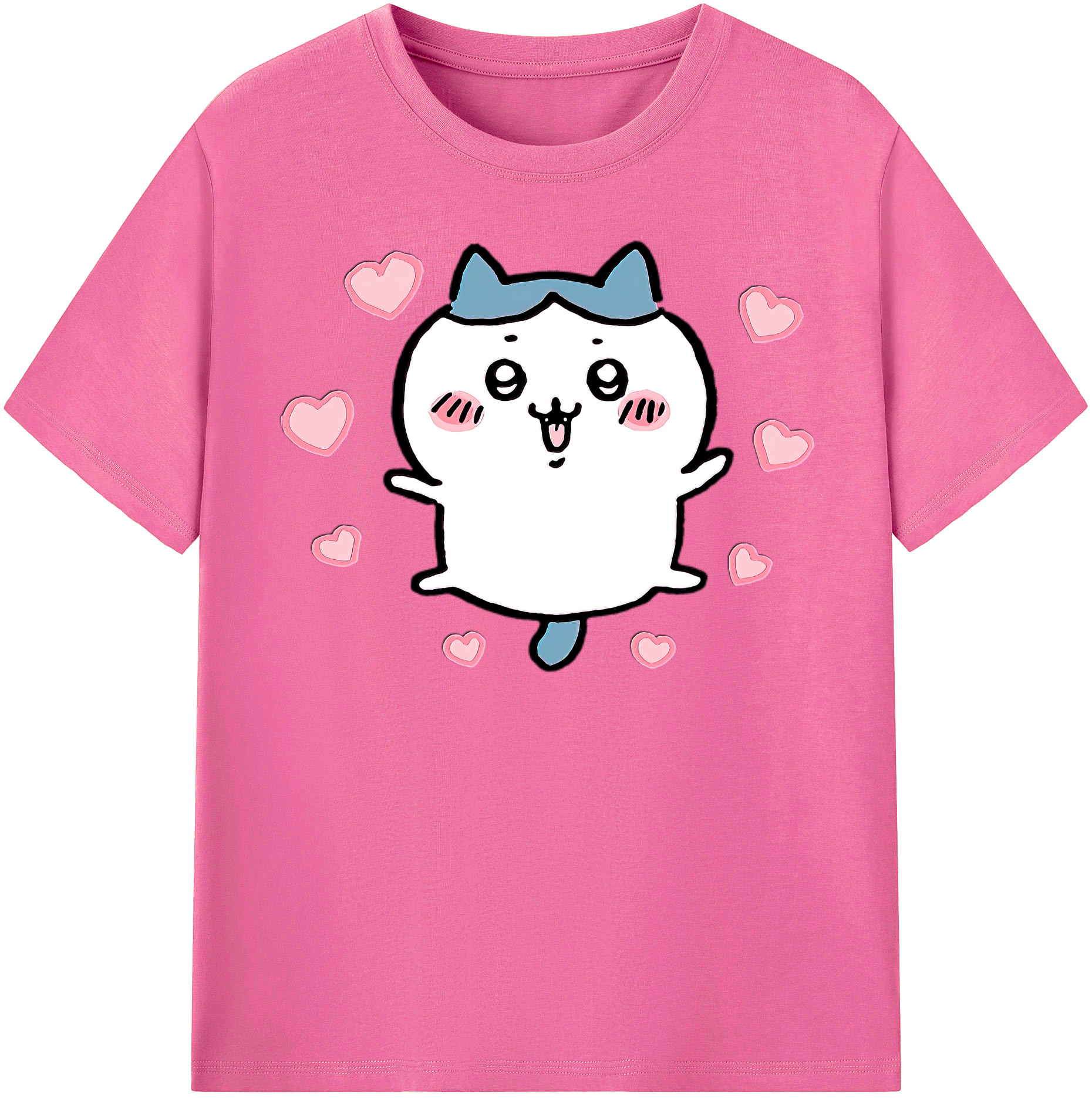 （画像用） ちいかわ ハチワレ Chii-kawa hachiware レディースカジュアルプリントTシャツ（綿100％）